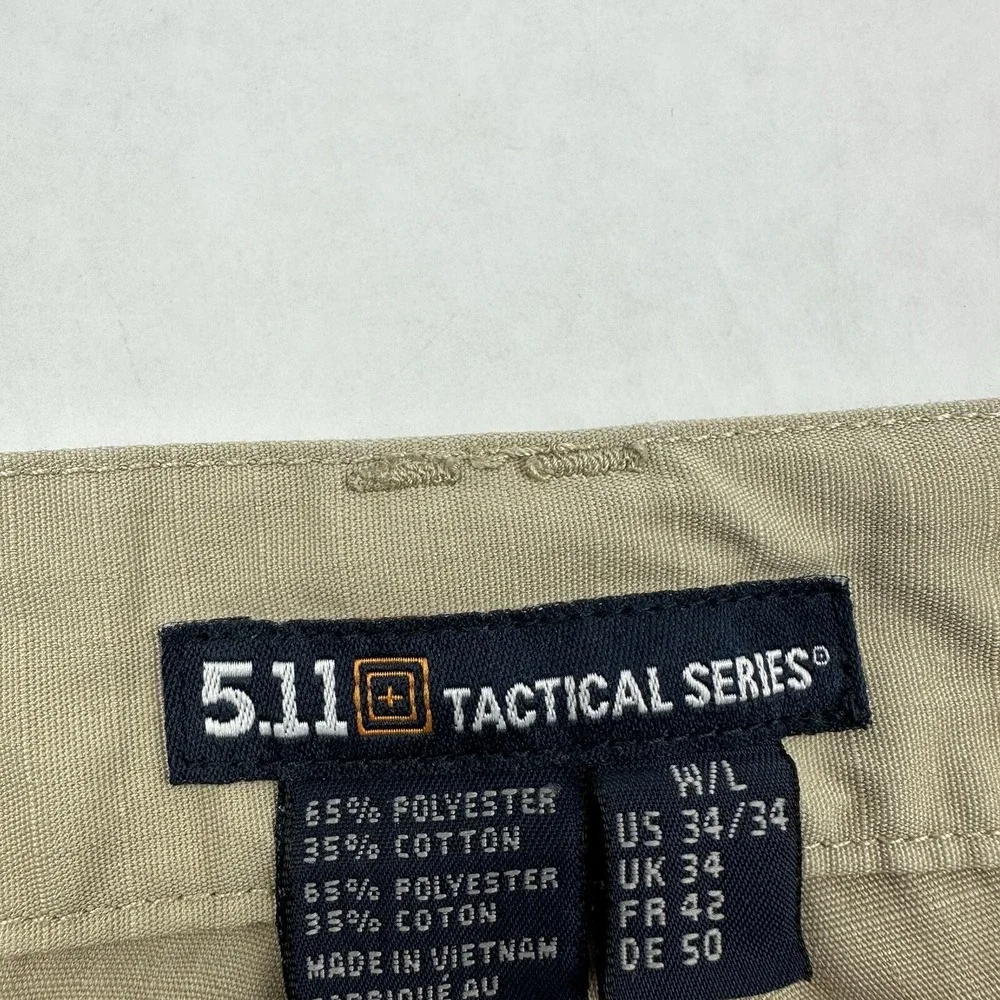 5.11 Tactical Cargo Pants Mens 34x34 Khaki Tan Ripstop Multi-Pocket TDU Workwear
